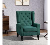 HOMCOM Fauteuil de salon capitonné avec assise large, pieds en bois, style classique, grand confort, 74 x 86 x 102 cm, vert