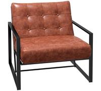 HOMCOM Fauteuil de Salon Chesterfield Fauteuil Relax Assise Dossier capitonnés Structure métal Noir revêtement synthétique Rouge Rouille