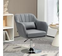 HOMCOM Fauteuil de salon coussins lombaires hauteur réglable pivotant 360° piètement en métal gris foncé