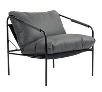 HOMCOM Fauteuil de salon en cuir PU et structure métallique avec coussins épais, 74.5x75x77 cm, Gris charbon