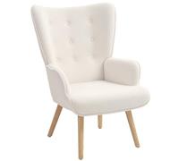 HOMCOM Fauteuil de Salon en Tissu Bouclette Moderne Capitonné Beige