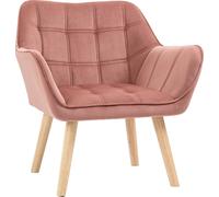 HOMCOM Fauteuil de salon Fauteuil à oreilles Fauteuil de relaxation avec pieds en caoutchouc, fauteuil de lecture avec aspect velours, fauteuil rembourré, scandinave, rose