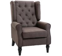 HOMCOM Fauteuil de Salon, Fauteuil capitonné avec Pieds en Bois, Assise Large, Grand Confort, Style Classique, 74 x 86 x 102 cm, Marron