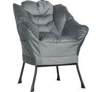 HOMCOM Fauteuil de salon Loungesessel rembourré Fauteuil relax avec poche latérale, pieds en acier Fauteuil rembourré avec aspect velours, fauteuil individuel pour chambre à coucher