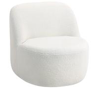 HOMCOM Fauteuil de Salon Moderne avec Dossier Ergonomique, Fauteuil rembourré en Tissu Sherpa et Mousse, 73x82x71 cm, Blanc crème