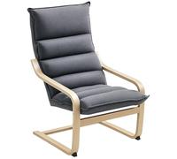 HOMCOM Fauteuil de Salon Moderne Fauteuil de Salon avec Dossier Haut Accoudoirs et Pieds en Bois Tapissé de Velours Fauteuil pour Chambre à Coucher Salon Gris