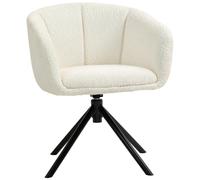 HOMCOM Fauteuil de Salon pivotant 360°, Fauteuil de Chambre avec Assise rembourrée, accoudoirs, piètement en métal, Tissu Effet Lin, crème