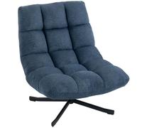 HOMCOM Fauteuil de salon pivotant avec assise large Bleu foncé