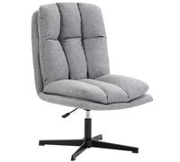 HOMCOM Fauteuil de Salon Pivotant Fauteuil Effet Lin, Gris Clair