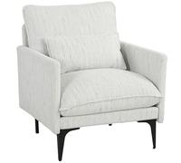 HOMCOM Fauteuil de salon rembourré en lin respirant 73 x 80 x 80 cm Blanc