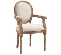 HOMCOM - Fauteuil de salon - Tissu polyester au toucher lin - 56x56x96cm - Crème