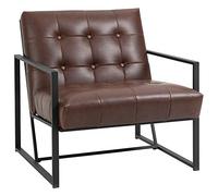 HOMCOM Fauteuil de Salon Vintage Fauteuil Relax Confortable en Similicuir Cadre en métal revêtement synthétique Chocolat