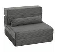 HOMCOM Fauteuil de sol avec dossier, velours côtelé Canapé-lit pliable sans armature Cloud avec rembourrage épais, Gris foncé