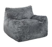 HOMCOM Fauteuil de sol lounge nuage grand format, gris | Fauteuil d'appoint confortable en velours côtelé adulte, avec dossier et accoudoirs, idéal salon/chambre, sans montage
