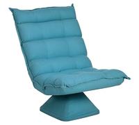 HOMCOM Fauteuil de Sol Paresseux Fauteuil Relax Design capitonné Inclinaison Dossier réglable pivotant 360° revêtement Lin Bleu