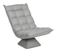 HOMCOM Fauteuil de Sol Paresseux Fauteuil Relax Design capitonné Inclinaison Dossier réglable pivotant 360° revêtement Lin Gris Clair