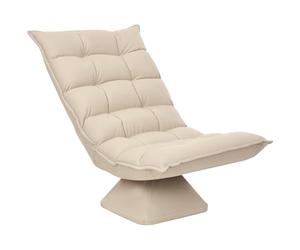 HOMCOM Fauteuil de Sol Paresseux Fauteuil Relax Dossier Réglable Beige | Design Capitonné, Inclinaison, Pivotant 360°, Revêtement Lin, Confortable, Chambre