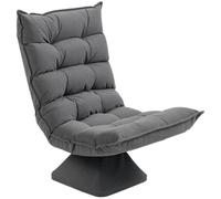 HOMCOM Fauteuil de Sol Paresseux Fauteuil Relax Dossier Réglable Gris Chiné | Design Capitonné, Inclinaison, Pivotant 360°, Revêtement Lin, Confortable, Chambre