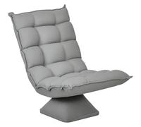 HOMCOM Fauteuil de Sol Paresseux Fauteuil Relax Salon Design capitonné Inclinaison Dossier réglable pivotant 360° revêtement Lin Gris Clair