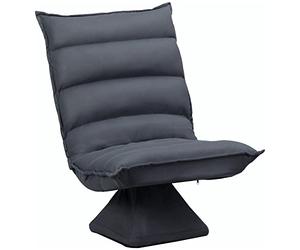 HOMCOM Fauteuil de Sol Paresseux pivotant 360° avec Dossier inclinable Design capitonné - revêtement en Tissu Microfibre Gris foncé