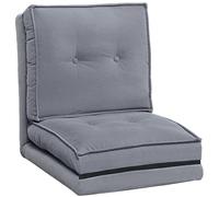 HOMCOM Fauteuil de sol pliable paresseux en velours côtelé, chaise longue matelas de sol moelleux, dossier réglable en 5 positions, canapé-lit rembourré pour salon, bureau, chambre, 59x230x15 cm, gris