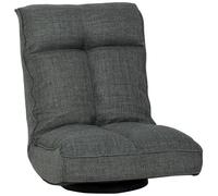 HOMCOM Fauteuil de Sol Pliable pivotant à 360°, Chaise de Sol rembourrée avec Assise Large et Dossier réglable sur 5 Positions, canapé Paresseux en Lin pour Salon, Bureau, Chambre, 58x107x79 cm, Gris