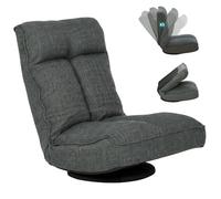 HOMCOM Fauteuil de Sol Pliable Pivotant à 360° Rembourrée 58x107x79 cm Gris