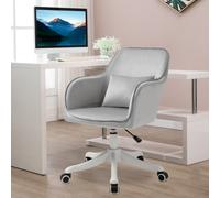 HOMCOM Chaise de Bureau Velours Fauteuil Bureau massant Coussin Lombaire intégré Hauteur réglable pivotante 360° Gris Clair