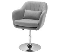 HOMCOM Fauteuil de Salon Chaise Relax Fauteuil de Chambre Grand Confort - Coussins lombaires Hauteur réglable pivotant 360° piètement en métal chromé - Gris