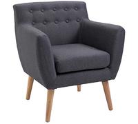 HOMCOM Fauteuil Design scandinave 68L x 59l x 75H cm Pieds effilés Dossier capitonné avec Boutons Gris foncé chiné