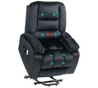 HOMCOM Fauteuil releveur électrique, Fauteuil Relax électrique, Assemblage Facile, 8 Points de Massage vibrants, Chauffant, revêtement en Imitation Velours, 2 télécommandes, Noir
