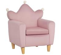 HOMCOM Fauteuil Enfant avec Dossier couronné et Rembourrage épais, Fauteuil Enfant en Tissu Effet Velours et Bois, 50.2x41.9x57.8 cm, Rose