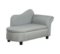 HOMCOM Fauteuil Enfant, canapé Enfant, canapé Enfant avec Espace de Rangement, Chaise Longue pour Enfant 1,5-3 Ans, canapé-lit pour Chambre d'enfant, Aspect Lin, Bois Massif, Gris Clair, 80 x 40 x 49