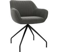 HOMCOM Fauteuil Fauteuil lounge pivotant avec accoudoirs, aspect velours, fauteuil pivotant avec pieds métalliques, pour chambre à coucher, salon, gris foncé