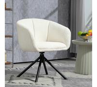 HOMCOM Fauteuil, Fauteuil rembourré avec coque confortable, pivotant, revêtement douillet, jusqu'à 120 kg, Blanc crème