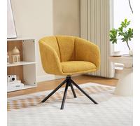 HOMCOM Fauteuil, fauteuil rembourré avec coque d'assise confortable, pivotant, revêtement pelucheux, jusqu'à 120 kg, Jaune