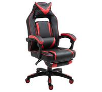 HOMCOM Fauteuil gamer, chaise gaming, siège de bureau réglable, avec repose-pieds et coussin, pivotant inclinable