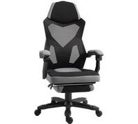Vinsetto Chaise de Bureau Fauteuil Gaming Hauteur réglable Dossier roulettes pivotantes Repose-Pied Tissu en Maille 58L x 63l x 112-122H cm Gris Noir