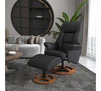 HOMCOM Fauteuil inclinable avec ottomane, fauteuil avec repose-pieds, dossier inclinable, 77 cm x 89 cm x 110 cm, noir
