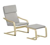 HOMCOM Fauteuil inclinable avec Repose-Pieds, Fauteuil TV Gris Clair | Chaise lounge, fauteuil rembourré, moderne, aspect lin, pour salon, chambre