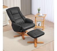 HOMCOM Fauteuil inclinable avec repose-pieds, fonction inclinable, revêtement en similicuir, jusqu'à 150 kg, 71 x 84 x 102 cm, Noir