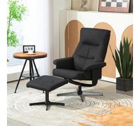 HOMCOM Fauteuil inclinable avec repose-pieds, pivotant, fonction de bascule, aspect velours, jusqu'à 150 kg, Noir