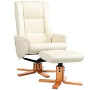 HOMCOM Fauteuil inclinable avec Repose-Pieds, Similicuir, Blanc crème