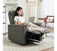 HOMCOM Fauteuil inclinable avec siège à ressorts ensachés et repose-pieds réglable, poches latérales, pour salon, chambre à coucher, Gris clair