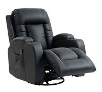 HOMCOM Fauteuil inclinable de massage et chauffage, fauteuil de relaxation, dossier réglable, pivotant 360°, 82x99x103cm, noir