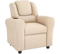 HOMCOM Fauteuil inclinable Enfant Cuir PU réglable Repose-Pieds Beige