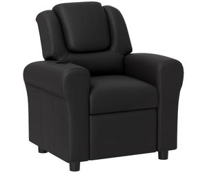 HOMCOM Fauteuil inclinable Enfant Cuir PU réglable Repose-Pieds Noir