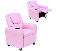 HOMCOM Fauteuil inclinable Enfant Cuir PU Repose-Pieds Rose