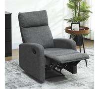 HOMCOM Fauteuil inclinable, fauteuil inclinable avec repose-jambes ajustable, fauteuil de salon moderne avec revêtement en tissu, Gris