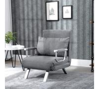 HOMCOM Fauteuil inclinable Fauteuil inclinable, Fonction lit d'appoint, 65 cm x 69 cm x 80 cm, Gris